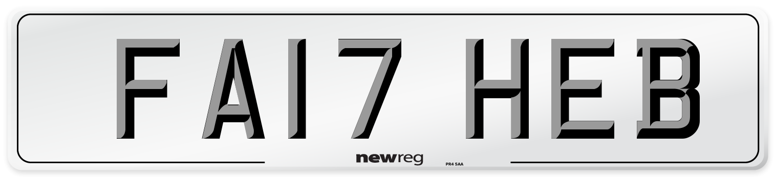 FA17 HEB Number Plate from New Reg